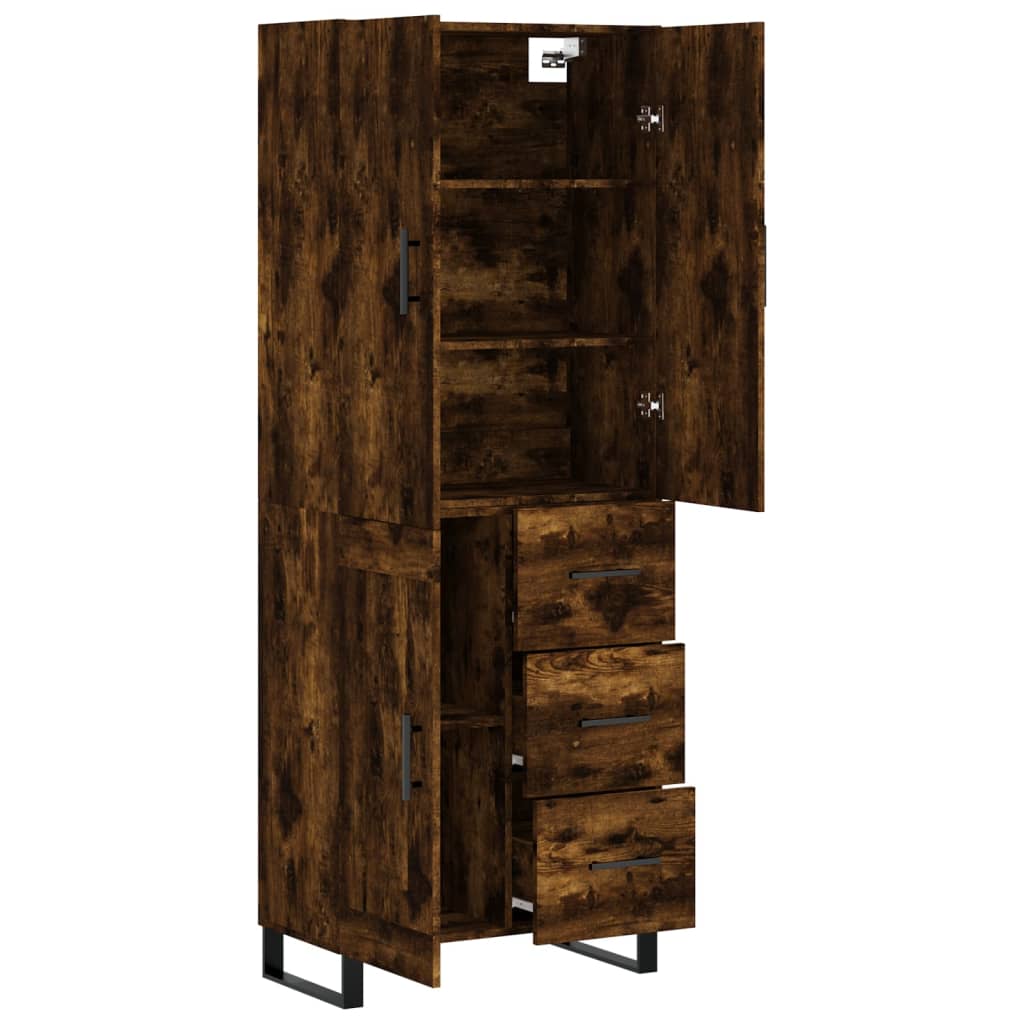 Highboard Räuchereiche 69,5x34x180 cm Holzwerkstoff