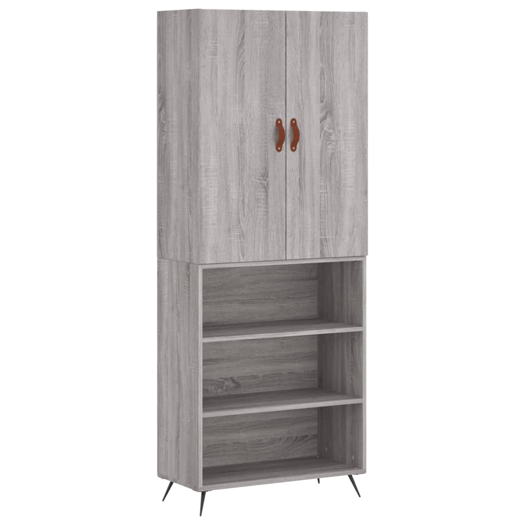 Highboard Grau Sonoma 69,5x34x180 cm Holzwerkstoff