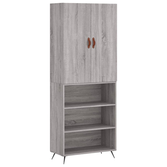 Highboard Grau Sonoma 69,5x34x180 cm Holzwerkstoff