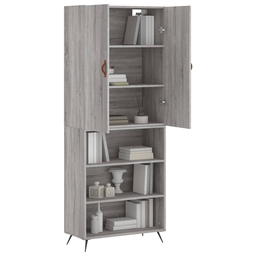 Highboard Grau Sonoma 69,5x34x180 cm Holzwerkstoff
