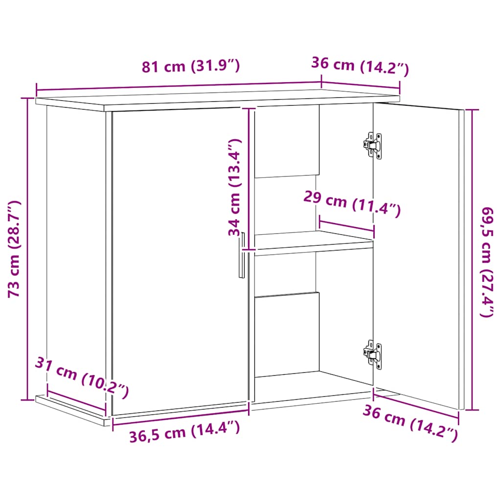 Aquariumständer Weiß 81x36x73 cm Holzwerkstoff