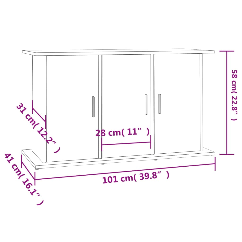 Aquariumständer Grau Sonoma 101x41x58 cm Holzwerkstoff