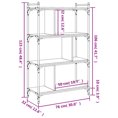 Bücherregal 4 Böden Räuchereiche 76x32x123 cm Holzwerkstoff