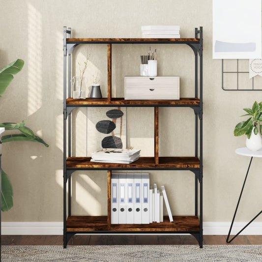 Bücherregal 4 Böden Räuchereiche 76x32x123 cm Holzwerkstoff