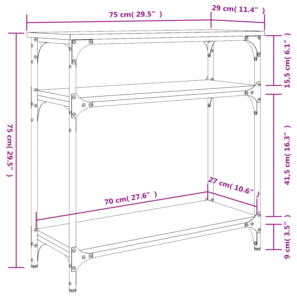 Konsolentisch Sonoma-Eiche 75x29x75 cm Holzwerkstoff