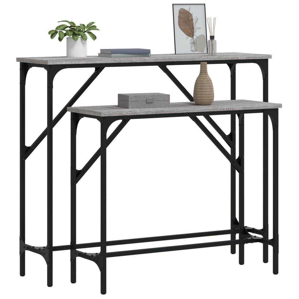 Konsolentische 2 Stk. Grau Sonoma Holzwerkstoff
