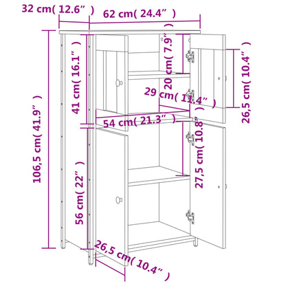 Highboard Räuchereiche 62x32x106,5 cm Holzwerkstoff