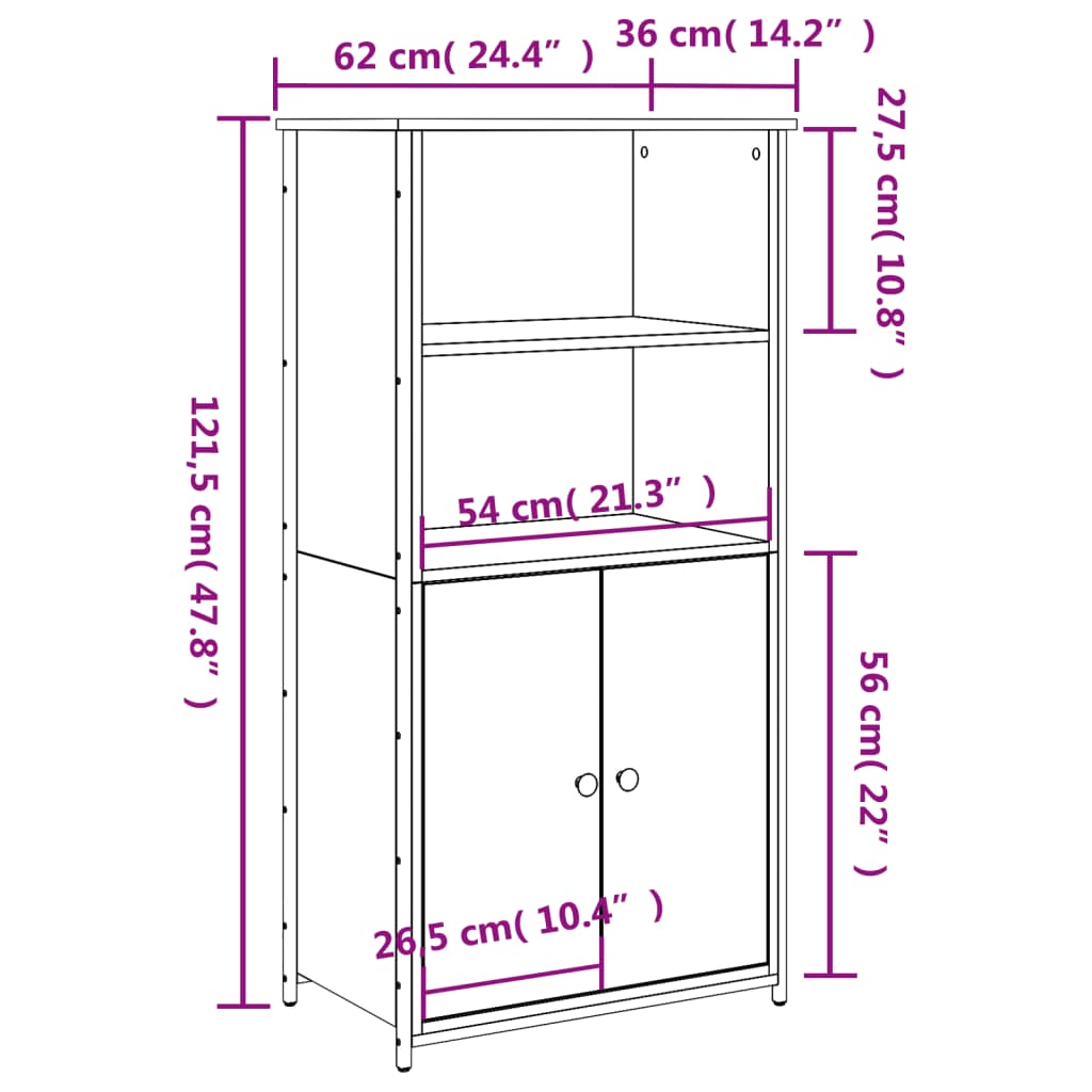 Highboard Sonoma-Eiche 62x36x121,5 cm Holzwerkstoff