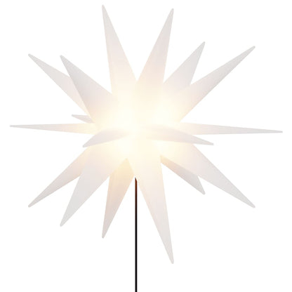 LED-Weihnachtssterne 3 Stk. mit Erdspießen Faltbar Weiß 35 cm