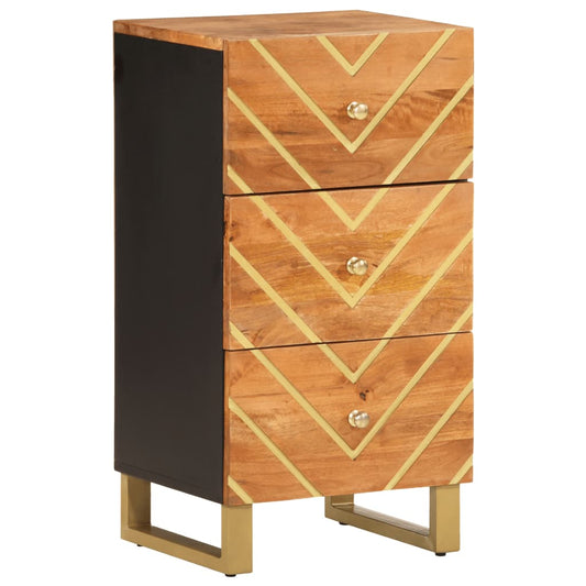Sideskab Brun og Sort 40x33,5x75 Massivt mangotræ
