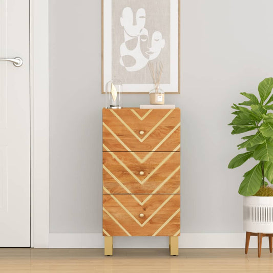 Sideskab Brun og Sort 40x33,5x75 Massivt mangotræ