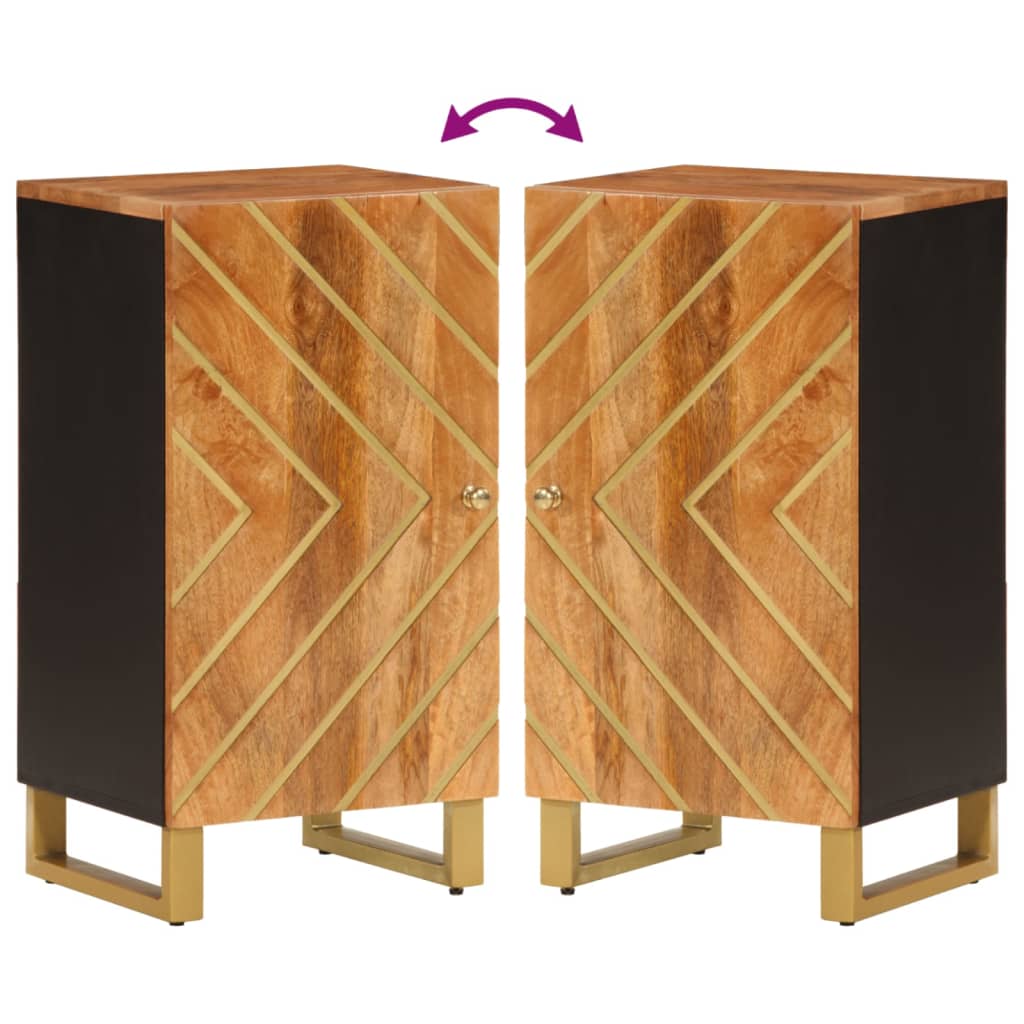 Sideskab Brun og Sort 40x33,5x75 Massivt mangotræ