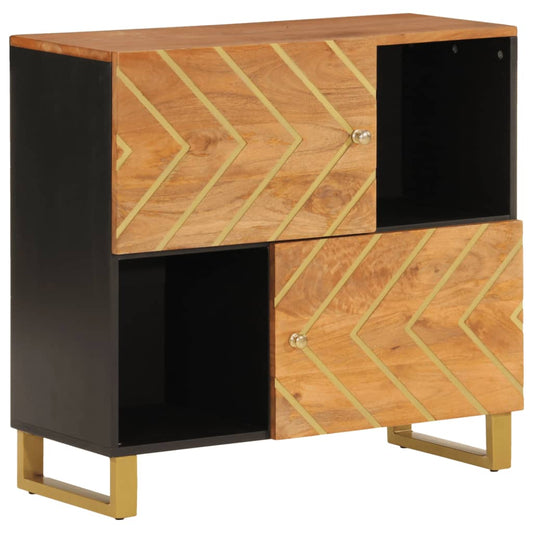 Sideskab Brun og Sort 80x33,5x75 Massivt mangotræ