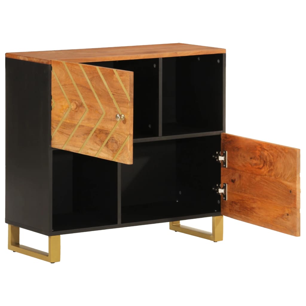 Sideskab Brun og Sort 80x33,5x75 Massivt mangotræ