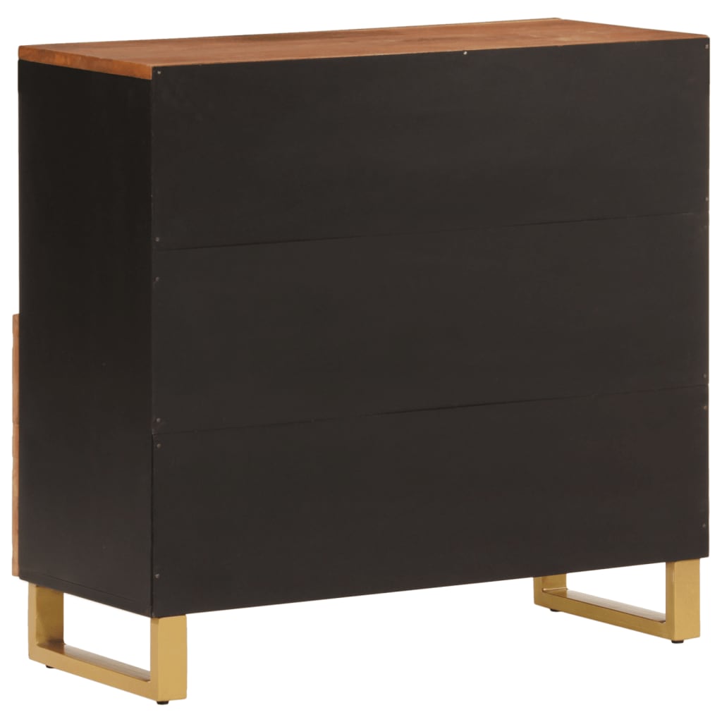 Sideskab Brun og Sort 80x33,5x75 Massivt mangotræ