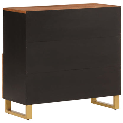 Sideskab Brun og Sort 80x33,5x75 Massivt mangotræ