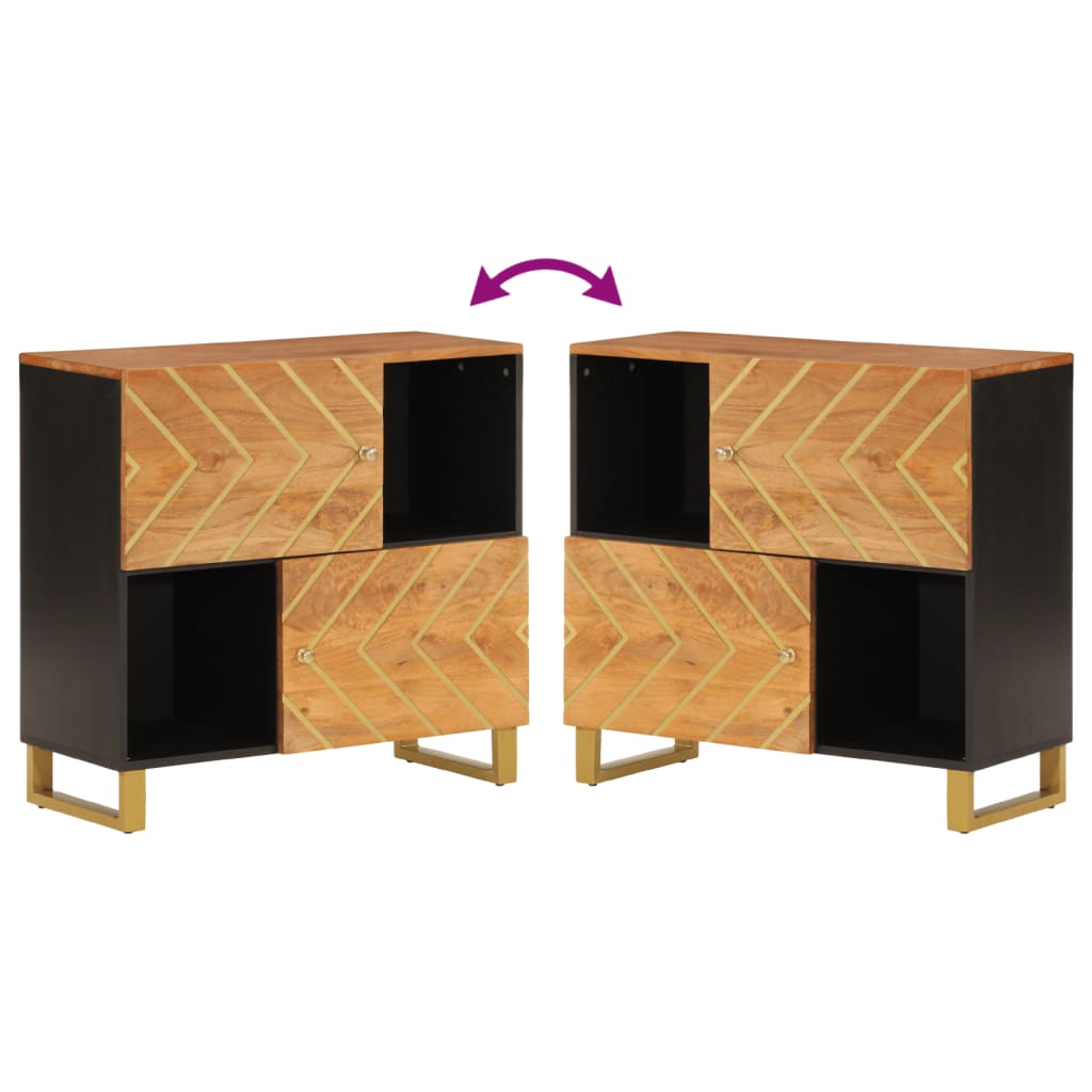 Sideskab Brun og Sort 80x33,5x75 Massivt mangotræ
