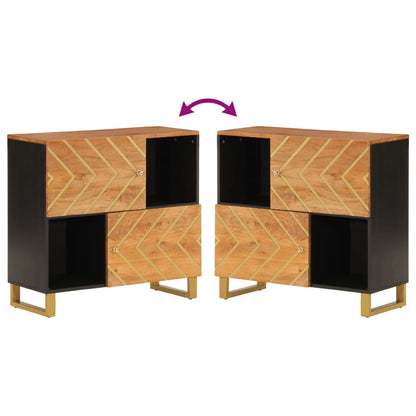 Sideskab Brun og Sort 80x33,5x75 Massivt mangotræ