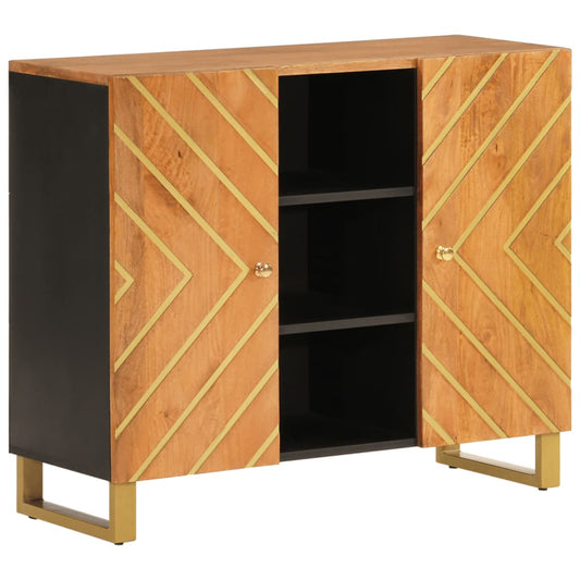 Sideskab Brun og Sort 90x33,5x75 Massivt mangotræ