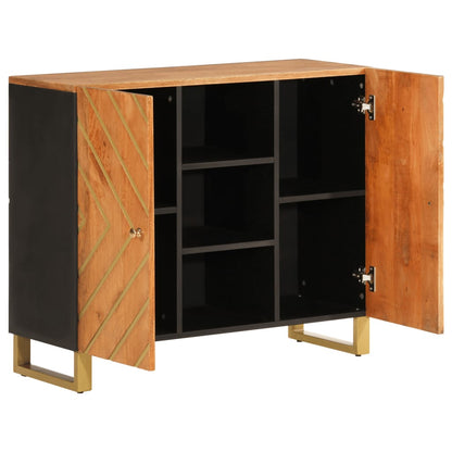 Sideskab Brun og Sort 90x33,5x75 Massivt mangotræ