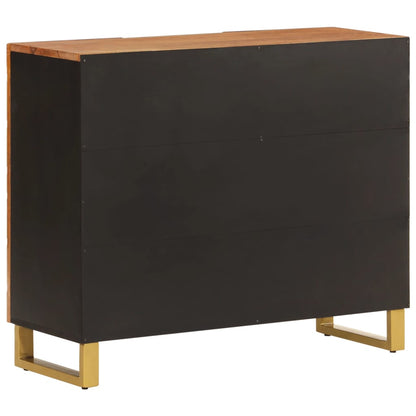 Sideskab Brun og Sort 90x33,5x75 Massivt mangotræ