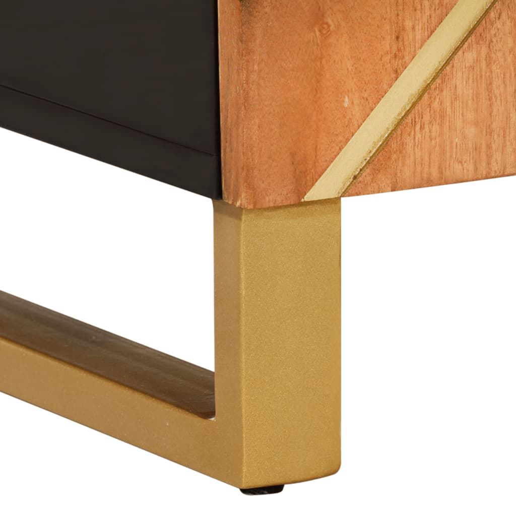 Sideskab Brun og Sort 90x33,5x75 Massivt mangotræ