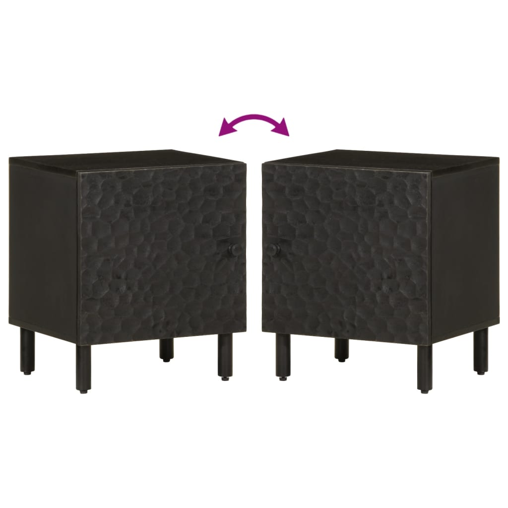 Nachttische 2 Stk. Schwarz 40x33x46 cm Massivholz Mango