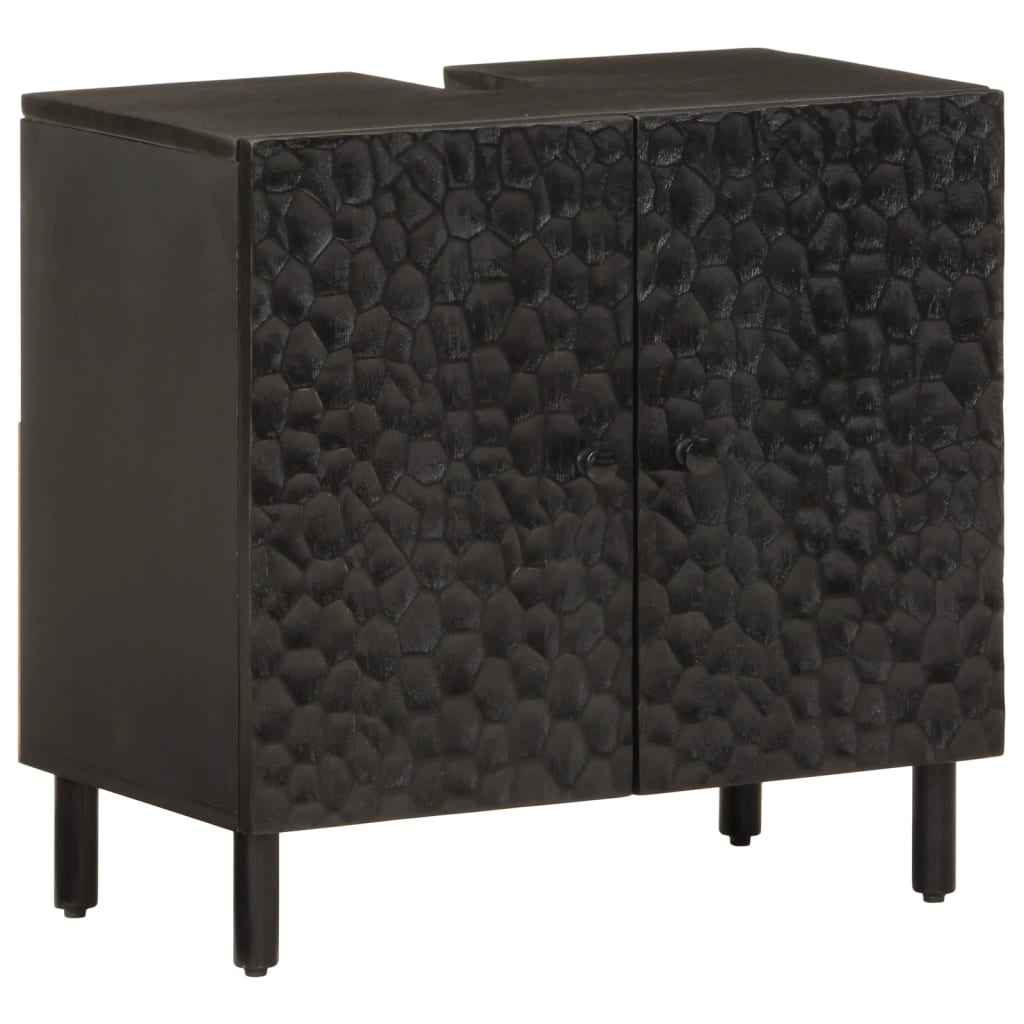 Waschbeckenunterschrank Schwarz 62x33x58 cm Massivholz Mango