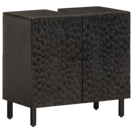 Waschbeckenunterschrank Schwarz 62x33x58 cm Massivholz Mango