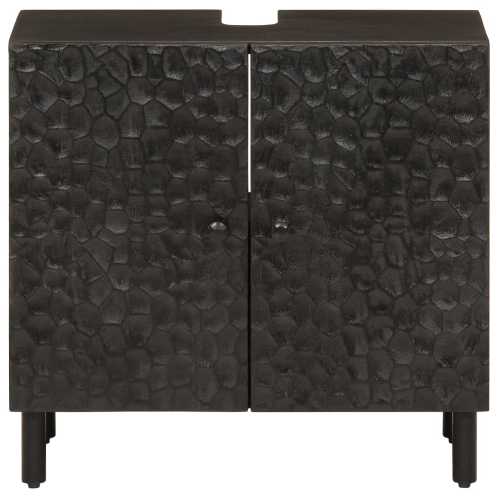 Waschbeckenunterschrank Schwarz 62x33x58 cm Massivholz Mango