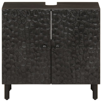 Waschbeckenunterschrank Schwarz 62x33x58 cm Massivholz Mango