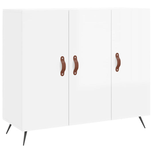 Sideboard Hochglanz-Weiß 90x34x80 cm Holzwerkstoff