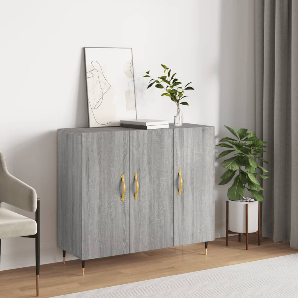 Skænk Grå Sonoma 90x34x80 cm Træmateriale
