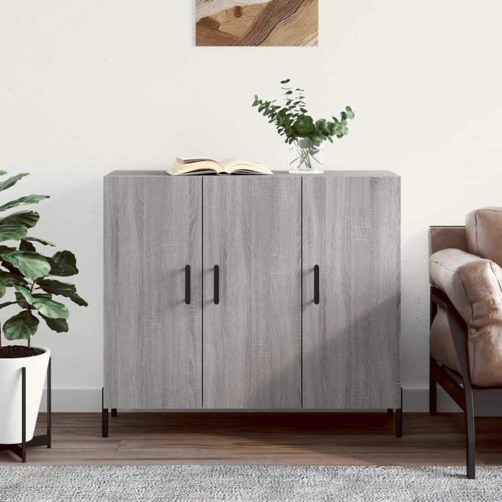 Sideboard Grau Sonoma 90x34x80 cm Holzwerkstoff