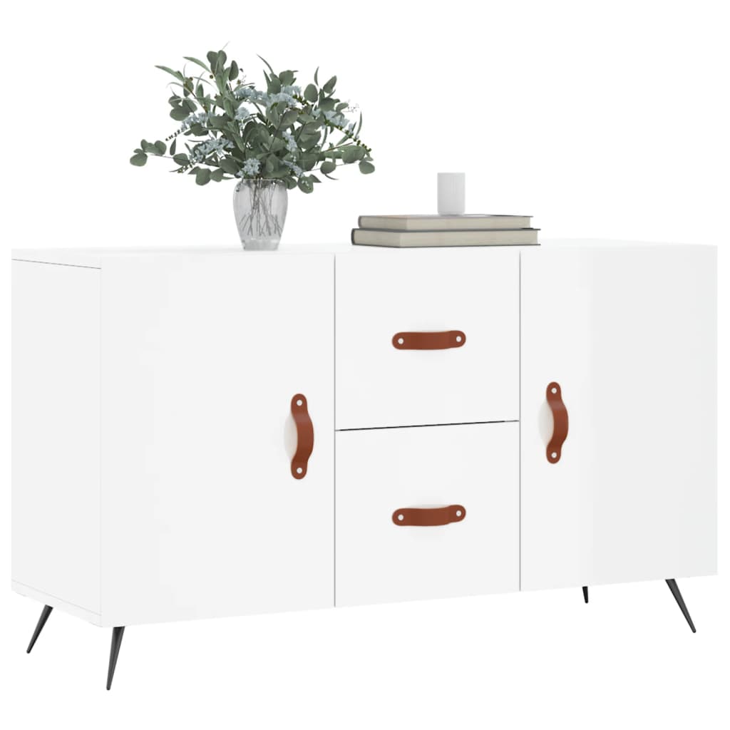 Skænk Højglans Hvid 100x36x60 cm Træmateriale