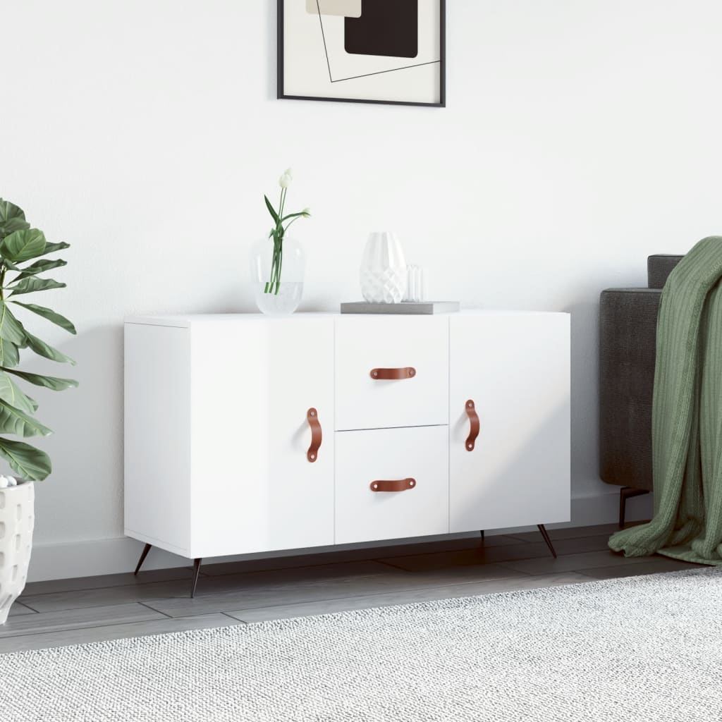 Skænk Højglans Hvid 100x36x60 cm Træmateriale
