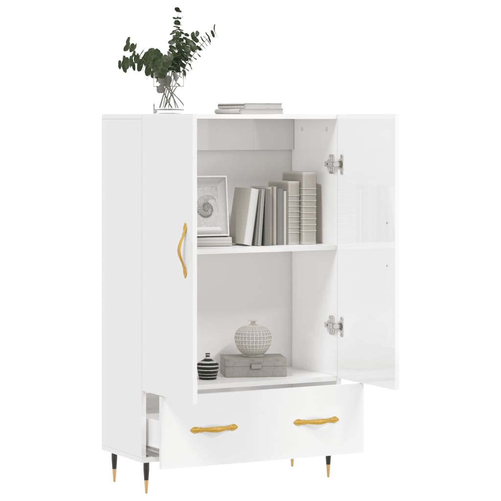 Highboard Hochglanz-Weiß 69,5x31x115 cm Holzwerkstoff