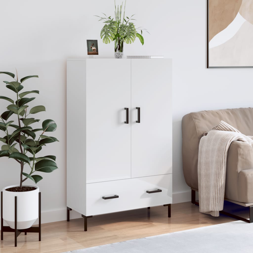 Highboard Hochglanz-Weiß 69,5x31x115 cm Holzwerkstoff