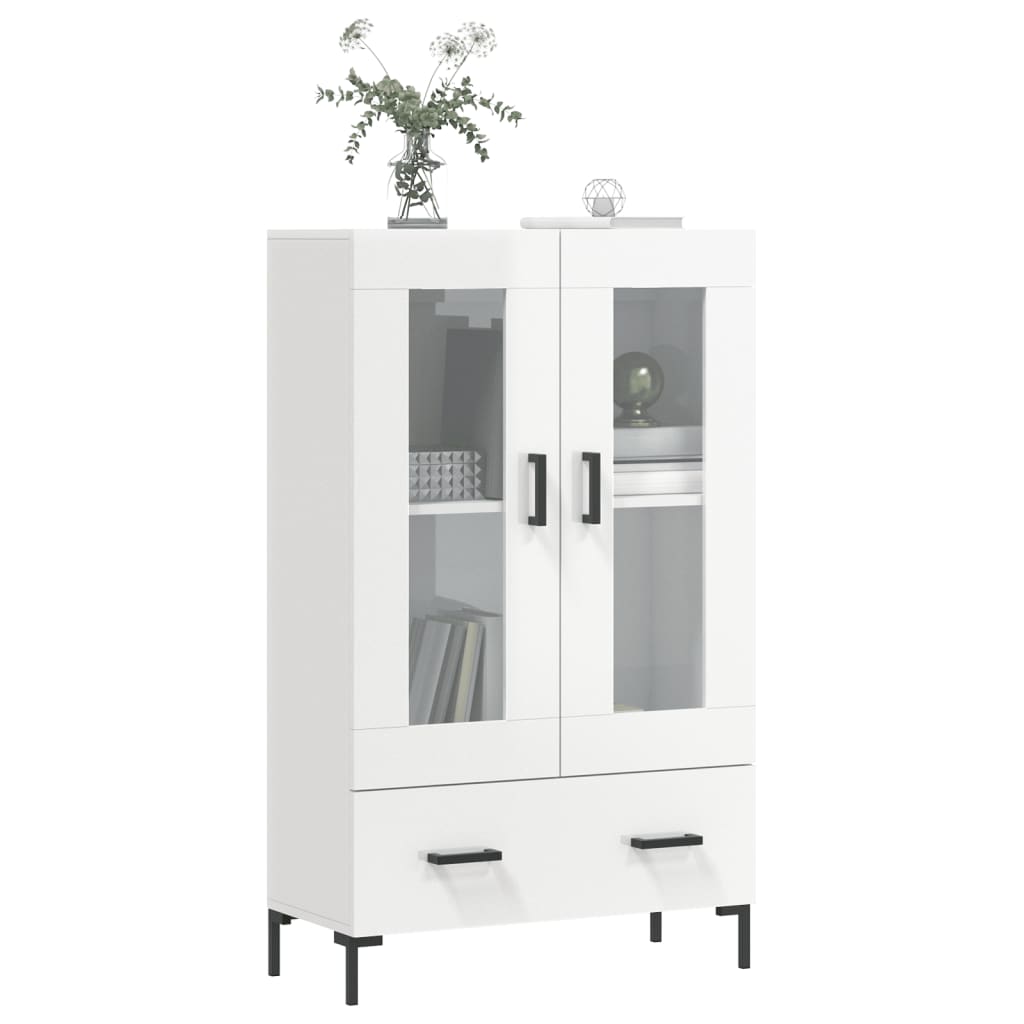 Highboard Højglans Hvid 69,5x31x115 cm Træmateriale