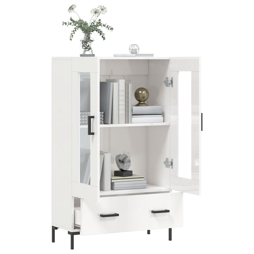 Highboard Højglans Hvid 69,5x31x115 cm Træmateriale