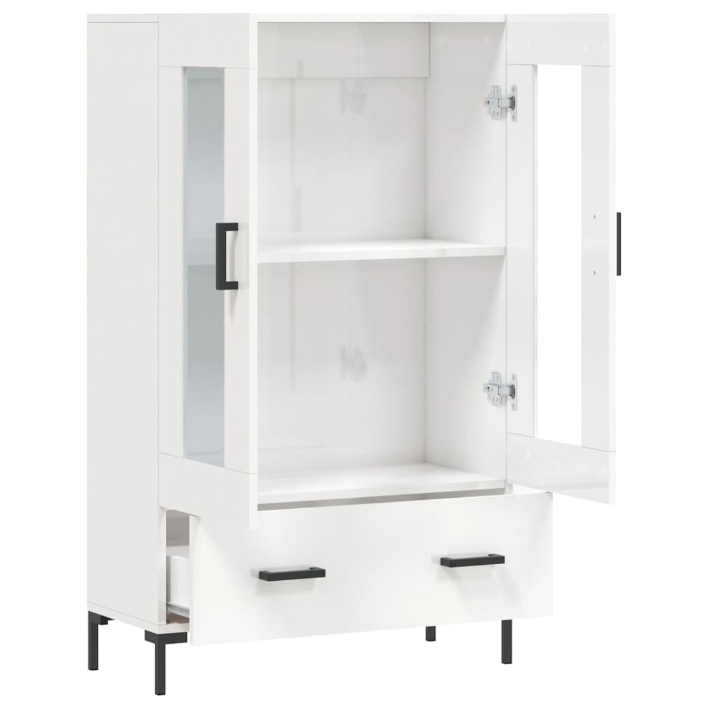 Highboard Højglans Hvid 69,5x31x115 cm Træmateriale