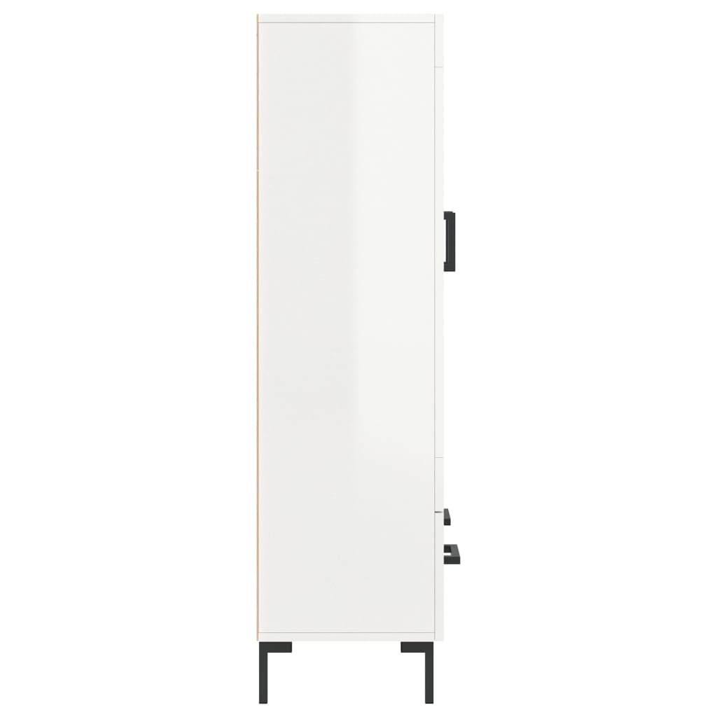 Highboard Højglans Hvid 69,5x31x115 cm Træmateriale