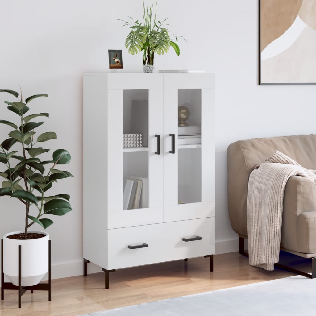 Highboard Højglans Hvid 69,5x31x115 cm Træmateriale