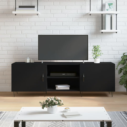 TV-skab Sort 150x30x50 cm Træ Materiale