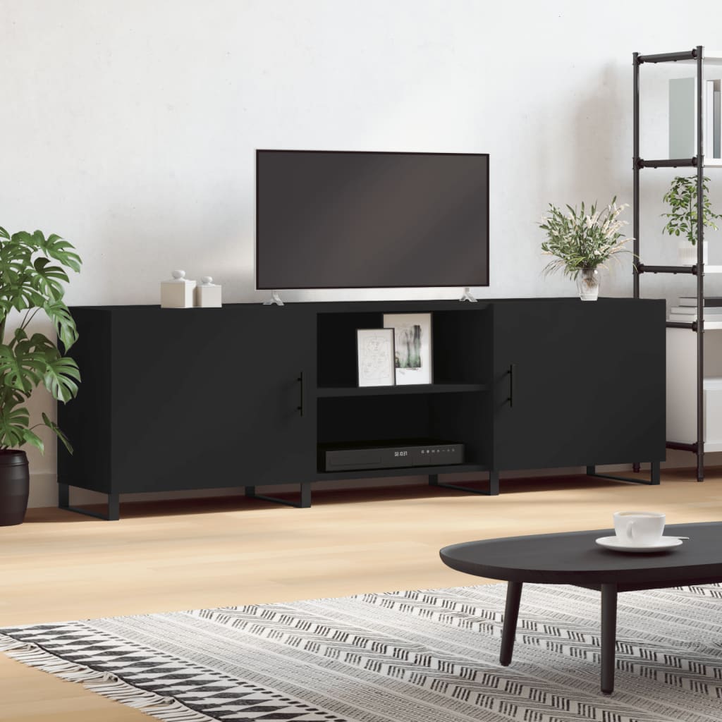 TV-skab Sort 150x30x50 cm Træ Materiale
