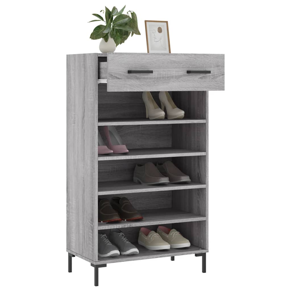 Schuhschrank Grau Sonoma 60x35x105 cm Holzwerkstoff