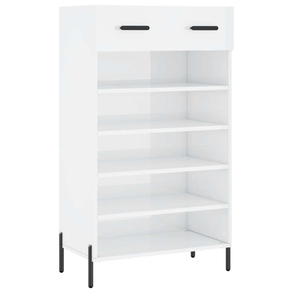 Skoskab hvid højglans 60x35x105 cm træmateriale