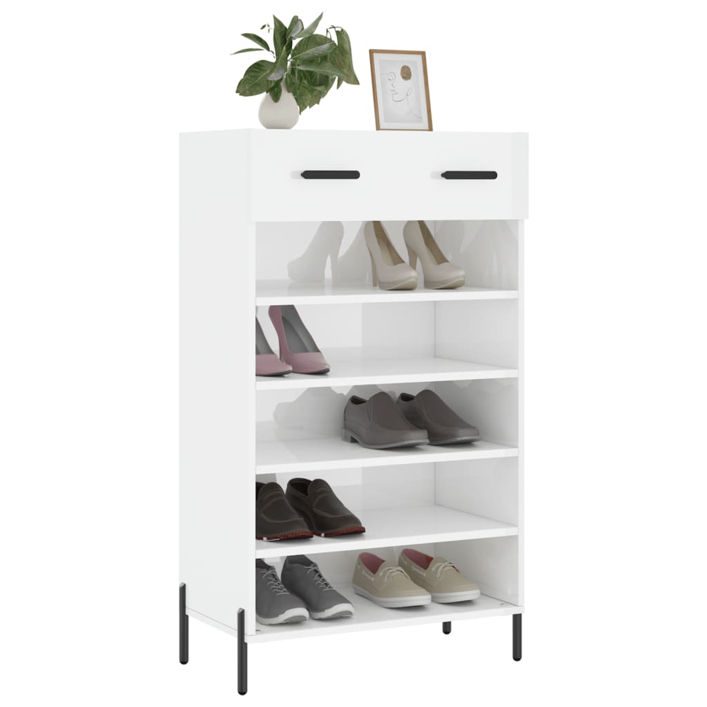 Skoskab hvid højglans 60x35x105 cm træmateriale