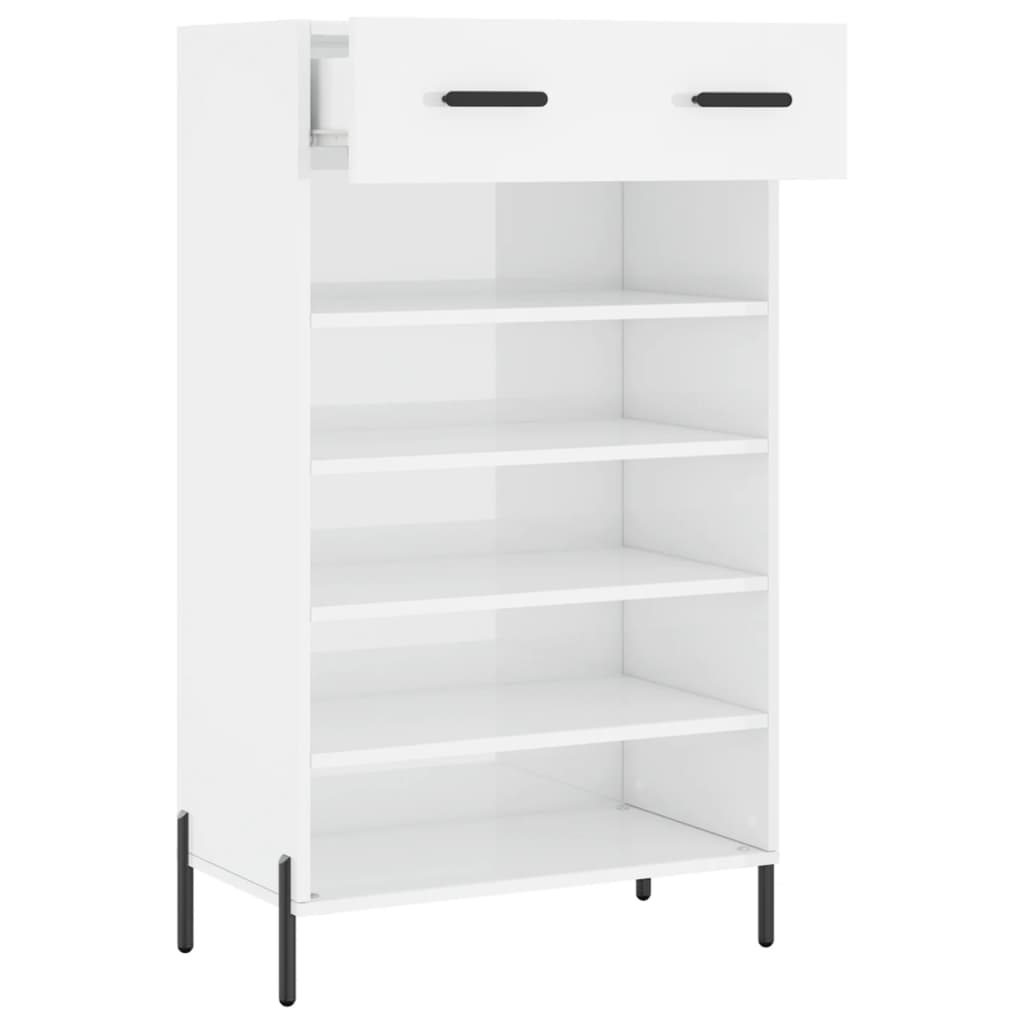Skoskab hvid højglans 60x35x105 cm træmateriale