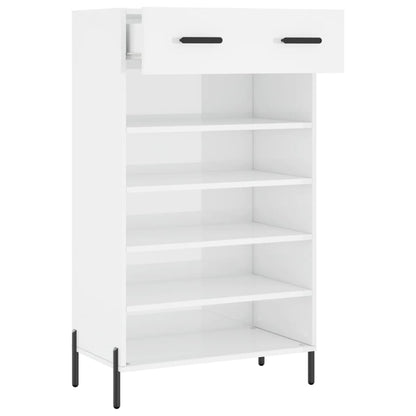 Skoskab hvid højglans 60x35x105 cm træmateriale